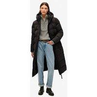 Superdry Microfibre Longline Puffer Coat - Black