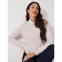 Crew Clothing Twisted Yarn Cable Knit Jumper - Pink