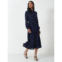 Crew Clothing Olivia Printed Shirt Dress - Navy