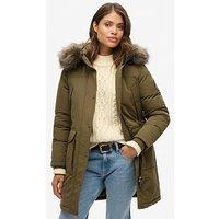 Superdry Everest Faux Fur Parka Coat - Green