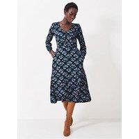 Crew Clothing Carrie Floral Jersey Tea Dress - Navy