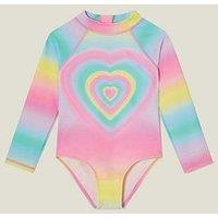 Accessorize Girls Heart Long Sleeve Swimsuit - Multi