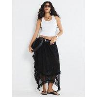 River Island Lace Hem Skirt - Black