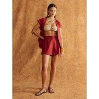 River Island Linen Structured Short - Red