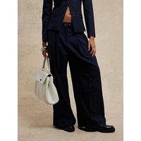 River Island Belted Wide Leg Trouser - Navy