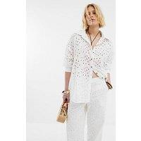 River Island Oversized Broderie Shirt - White