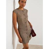 V By Very Check Button Down Mini Dress - Print