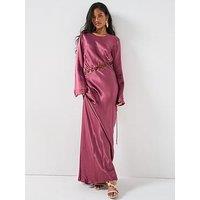 V By Very Lattice Detail Satin Midi Dress