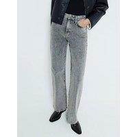 River Island High Rise Wide Leg Jean - Grey
