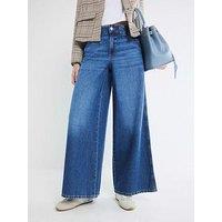 River Island Wide Leg Palazzo Trouser - Medium Denim