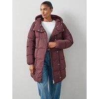 V By Very Asymmetric Padded Coat - Burgundy
