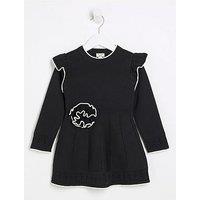 River Island Mini Mini Girls Rose Knit Dress - Black