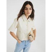 River Island Pu Short Sleeve Shirt - Cream