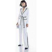 River Island Contrast Piping Wide Leg Trouser - White