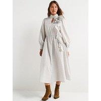 V By Very Checked Ruffle Midi Dress - Print