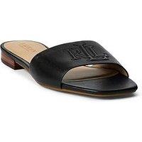 Lauren By Ralph Lauren Everley Leather Slide Sandal - Black