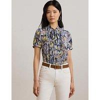 Lauren By Ralph Lauren Jalfred Short Sleeve Button Front Shirt - Blue