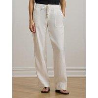 Lauren By Ralph Lauren Jovonie Wide Leg Trousers - Cream