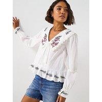 V By Very V Collar Tie Front Blouse - White