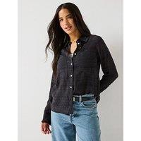V By Very Fringe Collar Blouse - Black