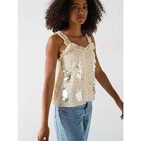 V By Very Embellished Button Through Cami - Nude