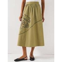 V By Very Cutwork Midi Skirt - Green