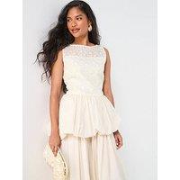 V By Very Flower Puffball Blouse - White
