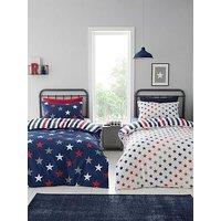 Catherine Lansfield Stripes And Stars Duvet Cover Set Twin Pack