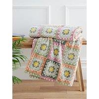 Catherine Lansfield Crochet Print Throw- 130X170Cm