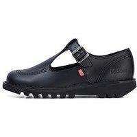 Kickers Kick T Bar Leather Shoe - Black