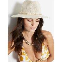 River Island Double Band Fedora Hat - Cream