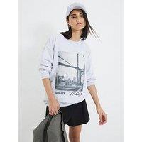 River Island Ny Logo Sweatshirt - Grey