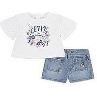 Levi'S Baby Girls Flutter Sleeve Top And Short Set - White
