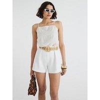River Island Structured Belted Short - White