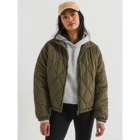V By Very Funnel Neck Quilted Bomber - Khaki