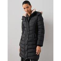 The Very Collection Waist Detail Padded Coat - Black