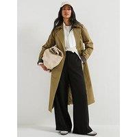V By Very Longline Trench With Faux Leather Trims - Beige