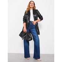 V By Very X Carol Byrne Faux Leather Blazer - Black