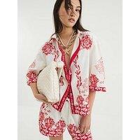 River Island Boxy Shell Riviera Shirt - Red
