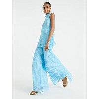 River Island Wide Leg Plisse Trousers - Blue
