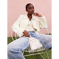 River Island Textured Collared Trophy Jacket - Cream