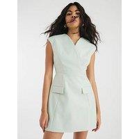 River Island Clean Front Bell Mini Dress - Green