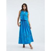 River Island Maxi Broderie Skirt - Blue