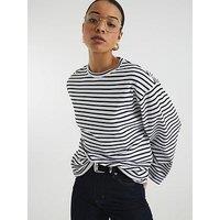 River Island Stripe Cuff Sleeve Top - Black