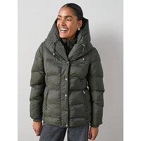 The Very Collection Double Collar Short Padded Coat With Hood - Khaki