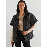 V By Very Grown On Sleeve Quilted Vest - Black