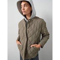 The Very Collection Jersey Layer Quilted Jacket - Khaki & Grey
