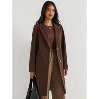 The Very Collection Faux Wool Single Breasted Coat - Brown