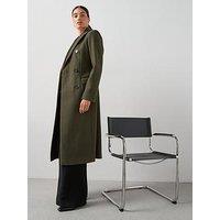 V By Very Waist Detail Double Breasted Coat - Khaki