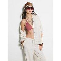 River Island Crinkle Pocket Shirt - Stone